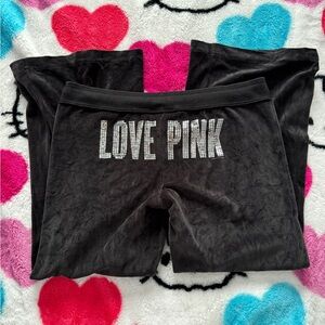 Pink Victoria’s Secret Black Velour Sequin Pants